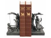 2 Pc Kids Playing on Swing Bookend Set in Bronze Finish