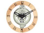 12 Wooden Moving Gear Wall Clock w Wooden Dial Ring