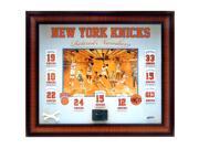 NY Knicks Floating Retired Numbers Banners Collage with Game Court Net
