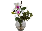 Mini Cattleya w Fluted Vase Silk Flower Arrangement