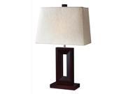 1 Light Portable Wooden Table Lamp in Mahogany Finish