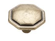 Cabinet Knob 1 1 4 Octagon Antique Brass Finish Set of 10