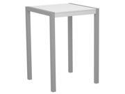 42 in. Modern Bar Table in White w Textured Silver Frame