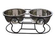 YML 5 Wrought Iron Stand with Small Double Feeder Bowls 500mL Each Bowl DDB5
