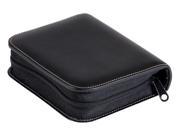 Zippered Jewelry Case in Black Leather