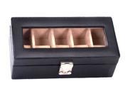 Black Nappa Leather Watch Box with Clear Glass Top