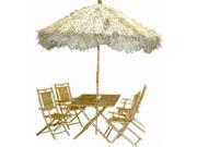 6 Pc Bamboo Set w Palapa Umbrella and Four Chairs