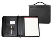 Executive Padfolio in Black Leather with Zipper Closure