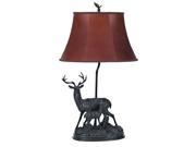 Deer Table Lamp w Vinyl Leatherette Shade in Dark Bronze