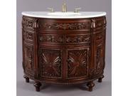 Carved Wooden Console Style Vanity with White Marble Top