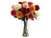 Assorted Blooming Rose Vase Arrangement