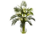 Calla Lily Palm Vase Arrangement in Cream