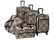 5 Pc Silver Clover Spinner Luggage Set in Black Grey