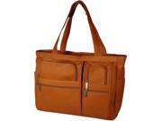 Women s Leather Briefcase w 4 Front Zip Pockets Tan