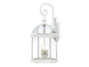 Three Light Outdoor Wall Sconce White Finish with Clear Beveled Glass