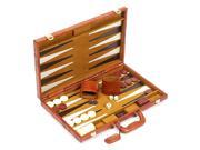 Backgammon Game Set in Brown Gold w Patched Leather Case