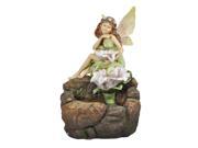 Fairy w White Flowers Floor Fountain w LED Light