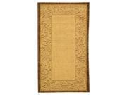 Woven Rug in Natural with Brown Muted Design Border 2 ft. 4 in. x 6 ft. 7 in. Runner