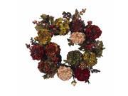 22 in. Autumn Hydrangea Peony Wreath