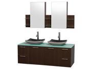 Bathroom Vanity Set with Black Granite Sinks in Espresso Finish