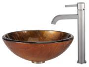 Triton Glass Vessel Sink and Ramus Faucet in Satin Nickel