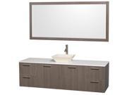 Single Sink Vanity with White Man Made Stone Top