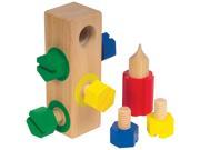 Wood Block w Wood Screws Primary Color Plastic Ends Eight Pc Set