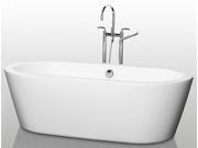 Wyndham Collection Mermaid 71 inch Freestanding Bathtub in White with Polished Chrome Drain and Overflow Trim