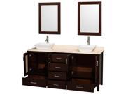 Eco Friendly Bathroom Vanity with White Porcelain Sinks