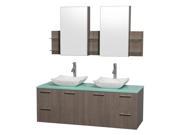 60 in. Contemporary Double Bowl Vanity Set
