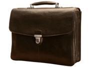 Bella Russo 17 in. Leather Laptop Double Gusset Briefcase Cognac