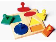 Preschool Puzzle Board w Color Coded Geometric Shapes and Wood Pieces