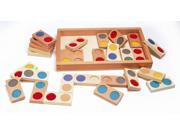 Playtime Wooden Dominoes Set w Textured Dots and Box