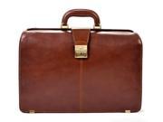 Benevento 17 in. Leather Lawyer s Briefcase Cognac