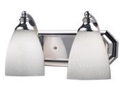 Elk 2 Light Vanity in Polished Chrome and Simply White Glass 570 2C WH LED
