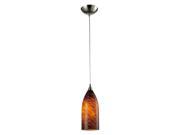 Elk Lighting Verona 1 Light Pendant Satin Nickel Espresso Glass 502 1ES LED