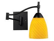 Celina 1 Light Swingarm Sconce In Dark Rust And Canary Glass LED Offering Up To 800 Lumens 60 Watt Equivalent With Full Range Dimming. Includes An Easily Re