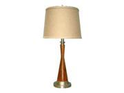 Modern Table Lamp in Brushed Chrome Oak Finishes Shelby
