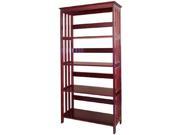 Espresso Finish Mission Style Slatted Side Bookcase w 4 Shelves