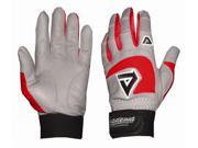 Professional Batting Gloves in Gray and Red Extra Extra Large