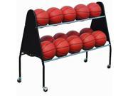Sports Ball Storage Cart Tiered 15 Basketball Capacity