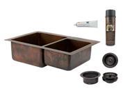 33 in. Kitchen 60 40 Double Basin Sink with Drain Package