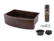 33 in. Kitchen Apron Single Basin Sink with Drain Package