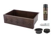 33 in. Kitchen Apron Single Basin Sink with Drain Package