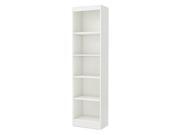 5 Shelf Narrow Bookcase in Pure White Finish