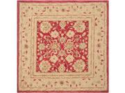 Square Rug in Red and Ivory 6 ft. L x 6 ft. W