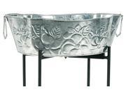 Galvanized Drink Cooler and Planter Tub in Embossed Steel