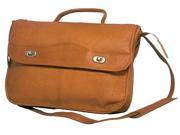 1 2 Flap Over Expandable Leather Briefcase w Front Open Pocket Tan