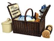 Picnic Basket for Four with Fleece Blanket
