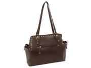 Pebble Grain Faux Leather Tote in Brown